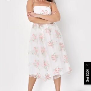 Floral White Midi Dress